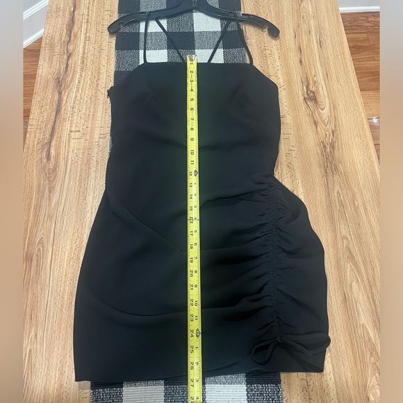 Zara black mini streppy dress with scrunched tie up the side - Picture 4 of 13